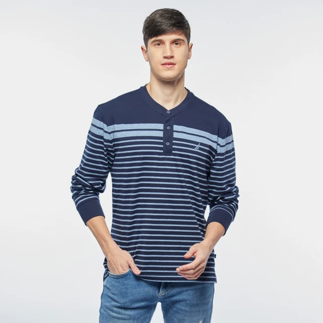 【NAUTICA】男裝 亨利領長袖POLO衫(藍色) 歷史價格詳細信息