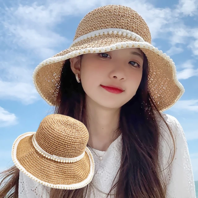 遮陽草帽 珍珠沙灘帽-戶外時尚防曬大簷優雅情人節生日禮物女帽子8色73eq36[正韓進口][米蘭精品] 歷史價格詳細信息