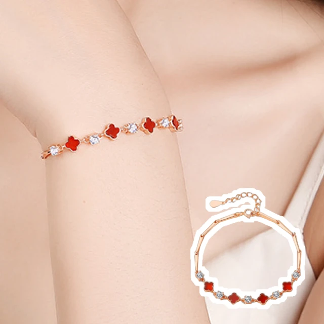 手鍊 手鏈 純銀四葉草心形手鏈女韓版簡約潮流送女友閨蜜情人節生日禮物-哈囉好物 歷史價格詳細信息