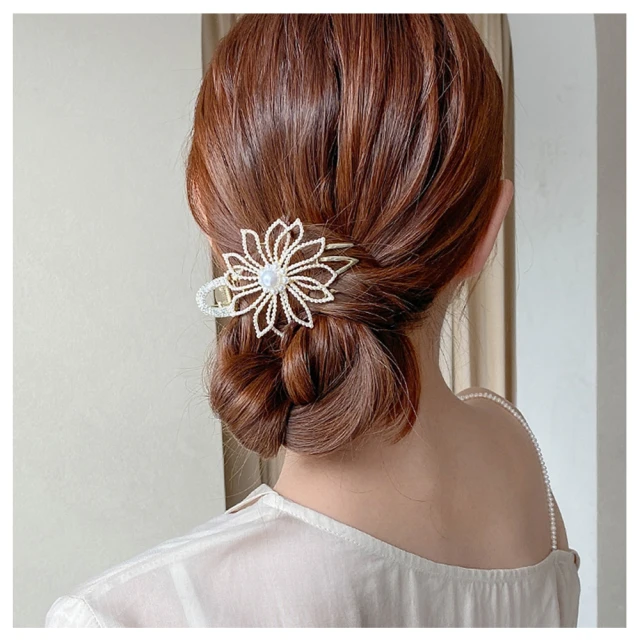 【HaNA 梨花】韓國山茶花向妳傾訴．山茶花珍珠雙面抓夾(抓夾 韓國髮夾 鯊魚夾) 歷史價格詳細信息