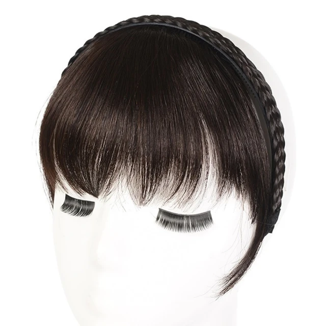 空氣瀏海假髮女真髮辮子髮箍一體自然前額遮白髮頭頂補發假髮貼片 歷史價格詳細信息