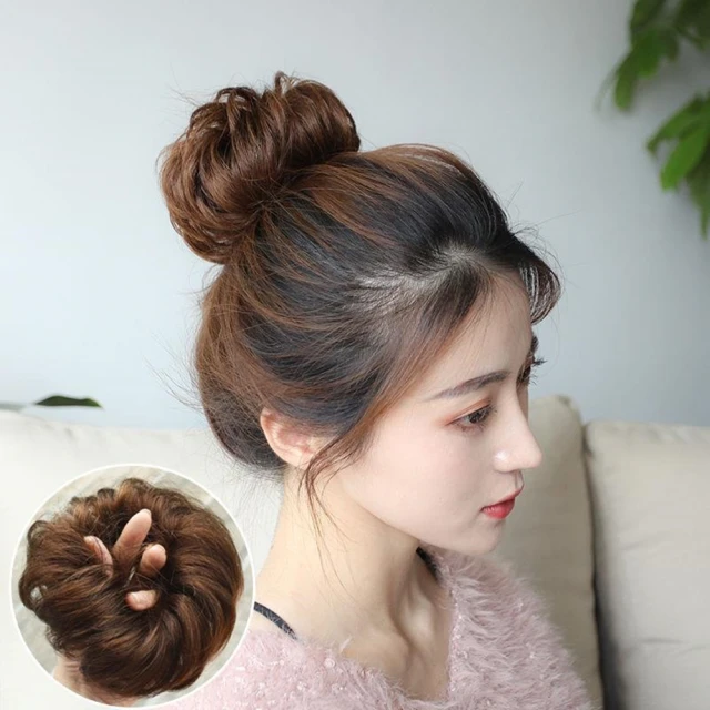 仿真假髮 丸子頭假發發包網紅柚子皮仿真發高顱頂盤發神器頭頂墊發蓬松發圈 歷史價格詳細信息