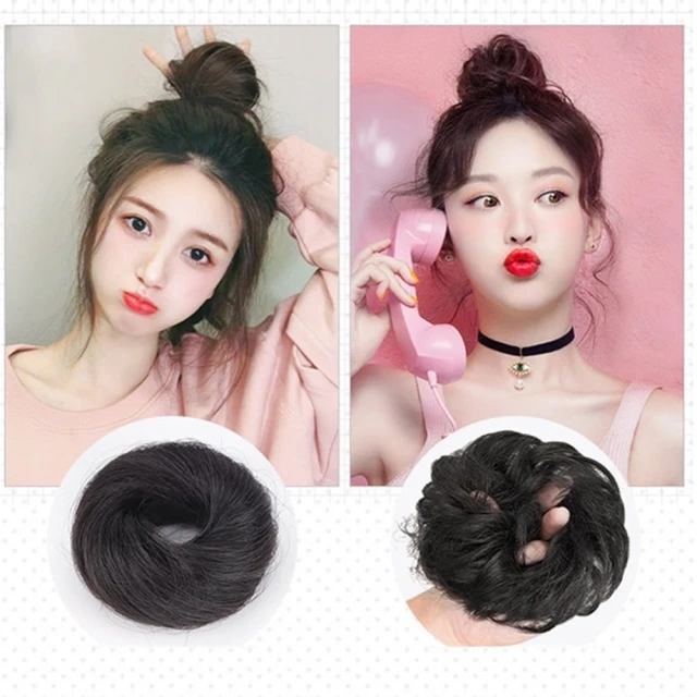 仿真假髮 丸子頭假發發包網紅柚子皮仿真發高顱頂盤發神器頭頂墊發蓬松發圈 歷史價格詳細信息