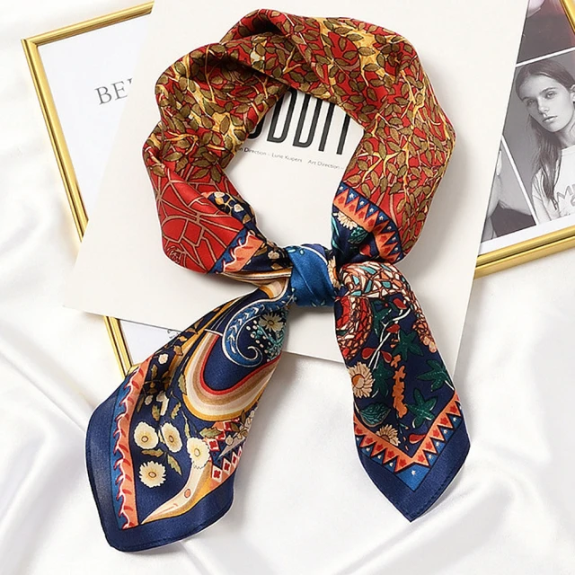 【AnnaSofia】100%桑蠶絲真絲絲巾領巾圍巾-方型 亮緞面(東洋幻空-橘紅系) 歷史價格詳細信息