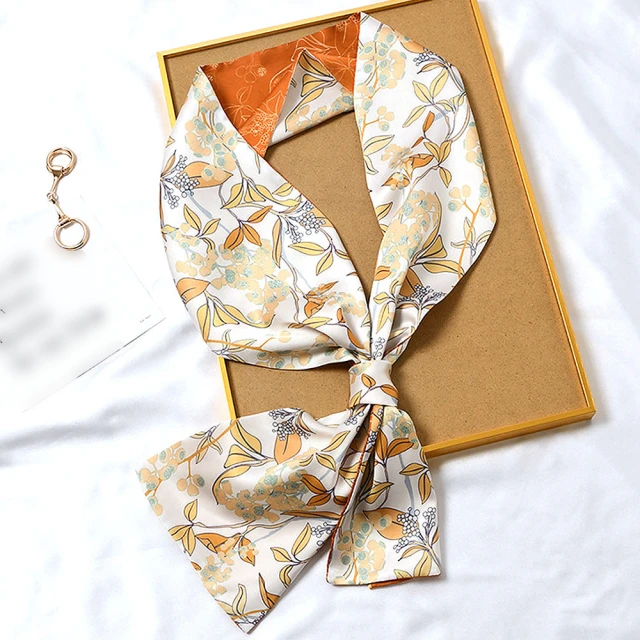 【AnnaSofia】仿絲領巾絲巾圍巾-色塊交織紋斜角 窄版緞面 現貨(橘黃咖系) 歷史價格詳細信息