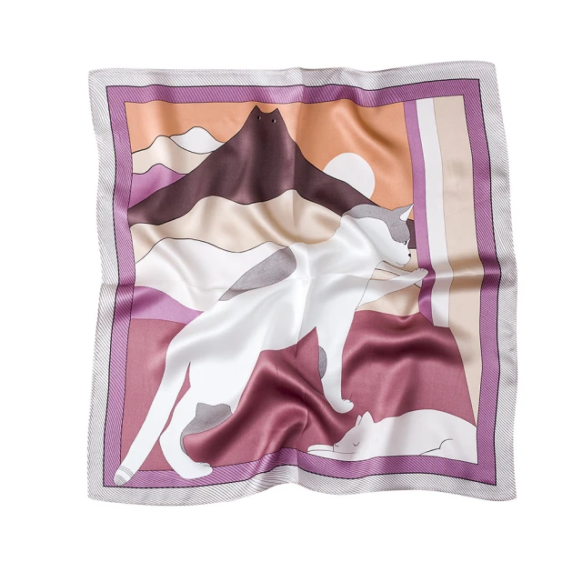 【Jun Jun】蠶絲小方巾 絲巾 領巾 53x53cm(黑貓) 歷史價格詳細信息