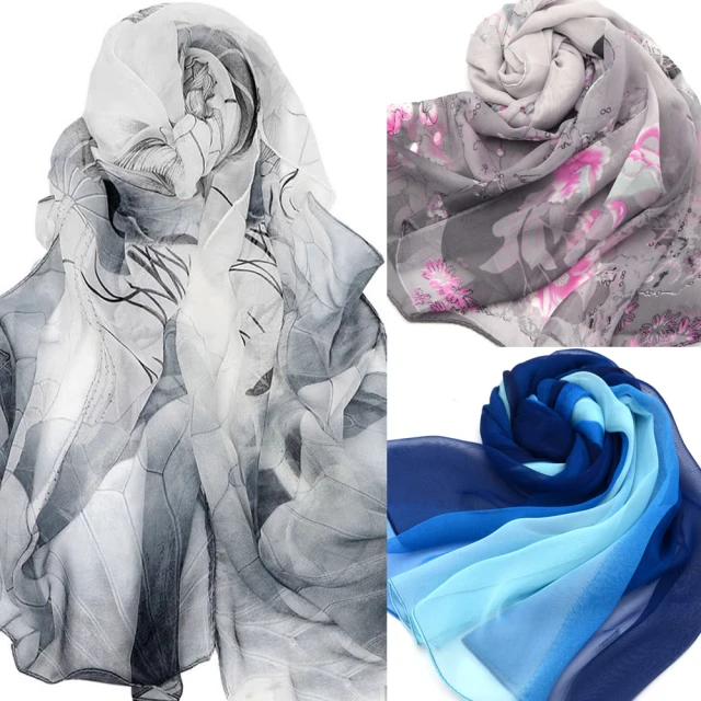 【AnnaSofia】仿蠶絲大尺寸披肩雪紡絲巾圍巾-歆灑銀杏 現貨(綠系) 歷史價格詳細信息