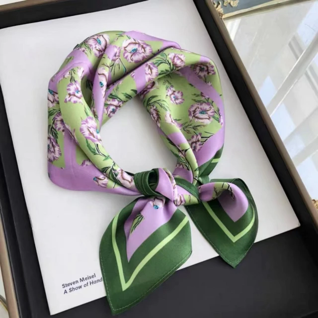 【I.Dear】100%蠶絲歐美圖騰頂級印花真絲領巾小方巾(動物園-米綠) 歷史價格詳細信息