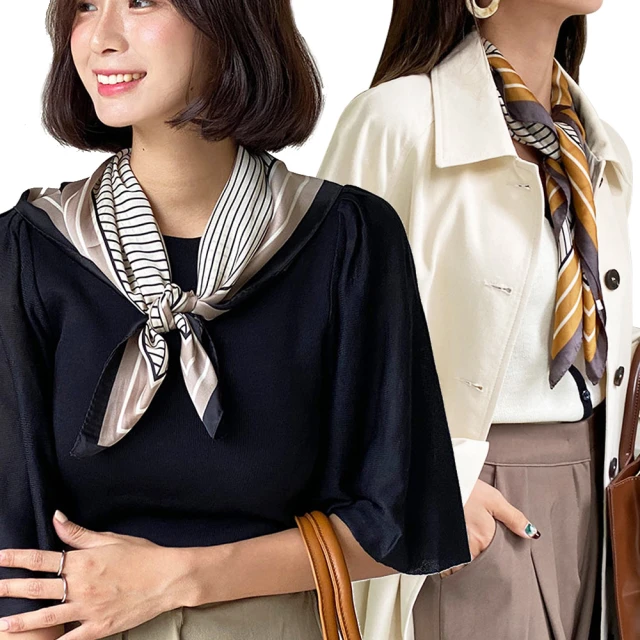 seoul show首爾秀 幾何圖案百搭頭巾仿蠶絲方領巾雪紡絲巾 歷史價格詳細信息