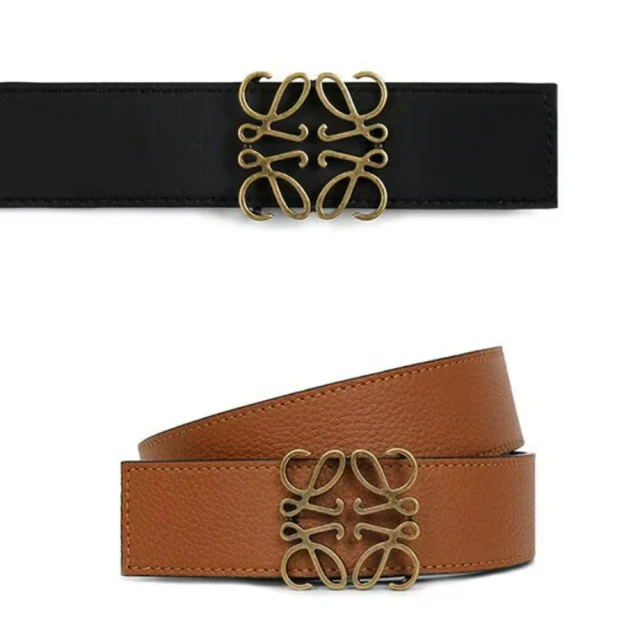 LOEWE Anagram 粒面拼平滑牛皮雙面可用皮帶(黑色/焦糖色) E619Z20.X04 2545 歷史價格詳細信息