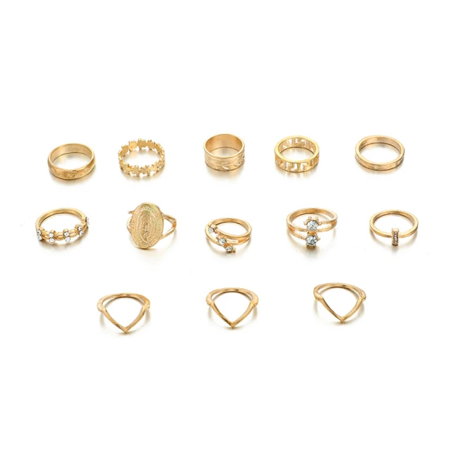 【I MISS U】復古民族風幾何不規則圖騰寶石造型9件戒指套組(不規則戒指 圖騰戒指 寶石戒指) 歷史價格詳細信息