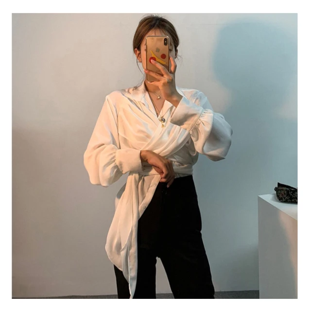 S-XL 法式白色娃娃領襯衫 長袖上衣 春秋冬款 設計感小眾襯衫 白色襯衫 長袖上衣 女生襯衫 寬鬆 氣質 衣服 歷史價格詳細信息