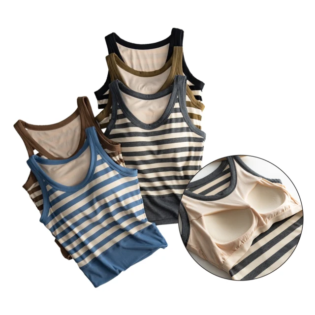 帶胸墊條紋背心女內搭夏季外穿打底無袖吊帶上衣運動瑜伽文胸一體 歷史價格詳細信息