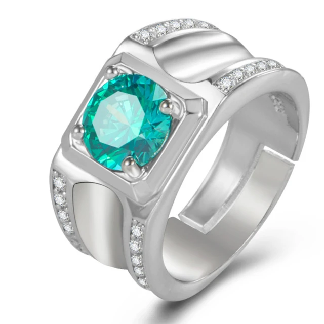 藍色寶石戒指男士個性潮人複古青龍白虎食指指環925泰銀 歷史價格詳細信息