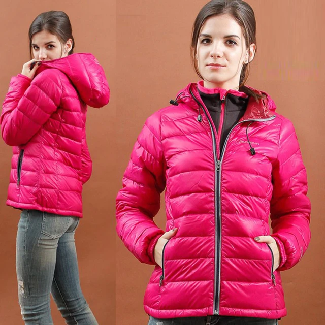 【戶外趣】女款極輕量透氣舒適伸縮調節連帽口袋防曬外套(C1133 玫紅拼藍) 歷史價格詳細信息