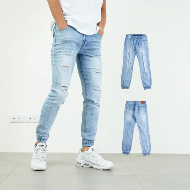 【NoMorre】牛仔褲 水洗破壞 淺藍色 破洞 牛仔褲男 牛仔長褲 男裝 M-3L 現貨 #5641 歷史價格詳細信息
