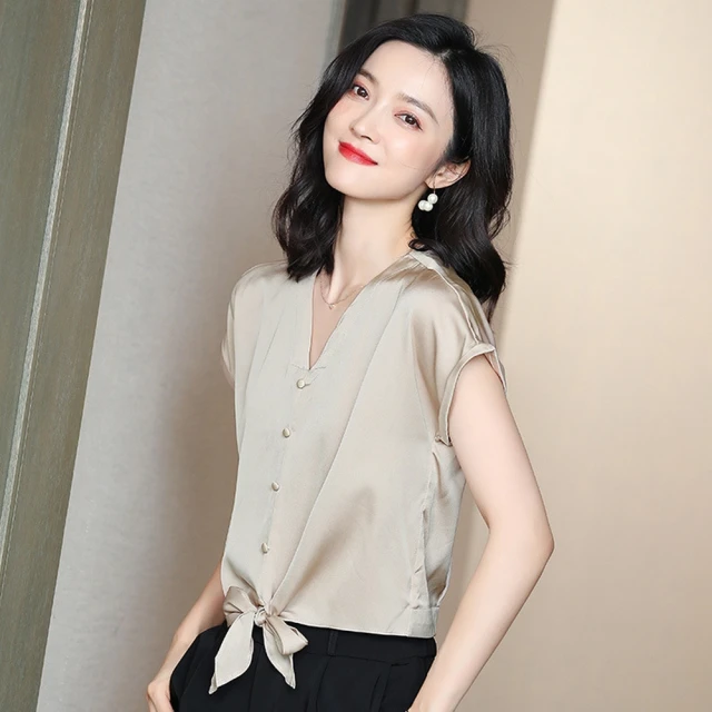 【BRIGA SILK FO3357】BRIGA SILK FO3357設計師時尚女裝V領純色短袖真絲T卹女桑蠶絲上衣(SILK FO3357) 價格比較,價格查詢,歷史價格詳細信息
