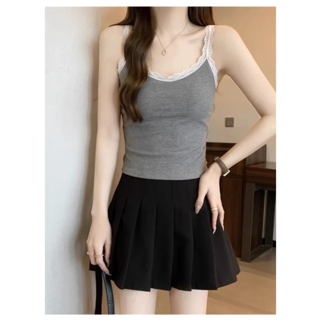 【illi】現貨 交叉美背造型細肩帶背心 無袖有胸墊背心上衣 歷史價格詳細信息