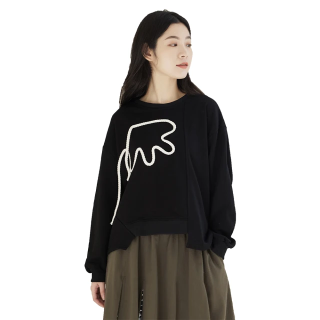 【iNio 衣著美學】長袖上衣 秋冬新品 現貨 材質拼接 不對稱下襬 圓領 長袖棉T(CDW1755) 歷史價格詳細信息