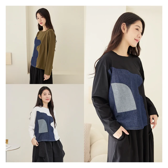 【iNio 衣著美學】長袖上衣 秋冬新品 現貨 材質拼接 不對稱下襬 圓領 長袖棉T(CDW1755) 歷史價格詳細信息