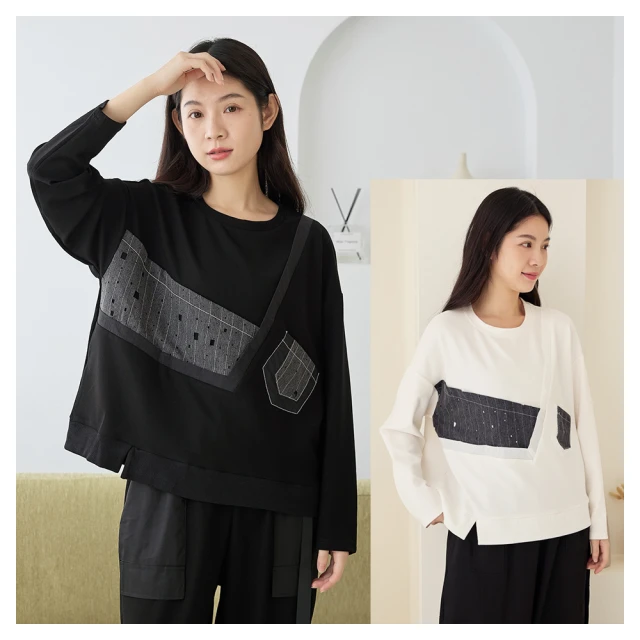 【iNio 衣著美學】長袖上衣 秋冬新品 現貨 材質拼接 不對稱下襬 圓領 長袖棉T(CDW1755) 歷史價格詳細信息