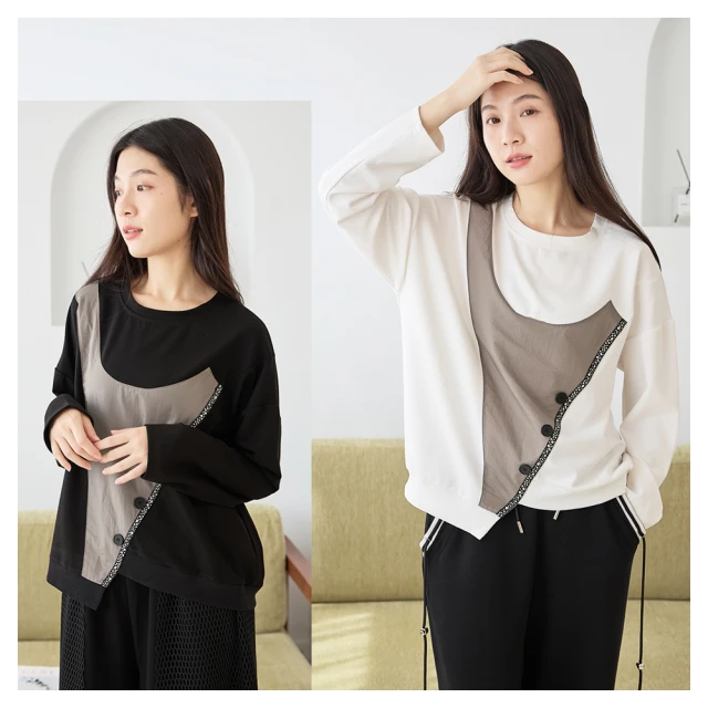 【iNio 衣著美學】長袖上衣 現貨 圓紋拼接 圓領 長袖棉T CDW1751 歷史價格詳細信息