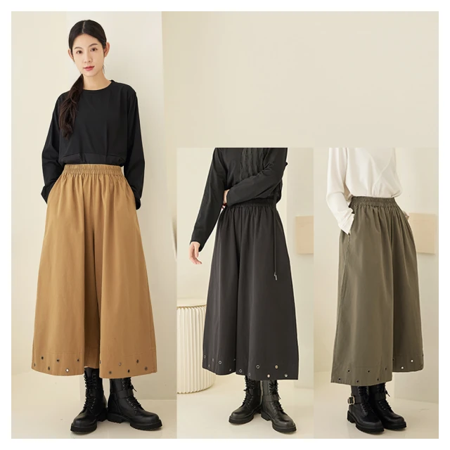 iNio衣著美學 寬褲 現貨 雙口袋 鬆緊腰 長版寬褲裙 CCW2082 歷史價格詳細信息