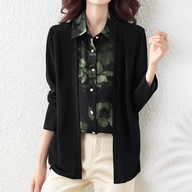 【麗質達人】9536黑色假二件上衣-LY(L-5XL) 歷史價格詳細信息