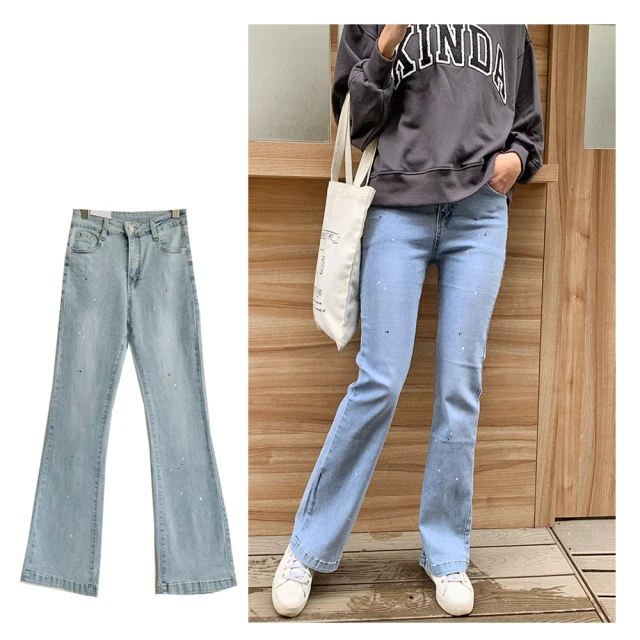 復古刷色 OBIYUAN彈性 單寧 長褲 抓破 補丁 縮口褲 牛仔褲 2色X287~正正精品 歷史價格詳細信息