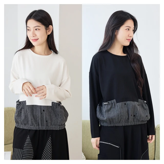 【iNio 衣著美學】長袖上衣 秋冬新品 現貨 材質拼接 不對稱下襬 圓領 長袖棉T(CDW1755) 歷史價格詳細信息