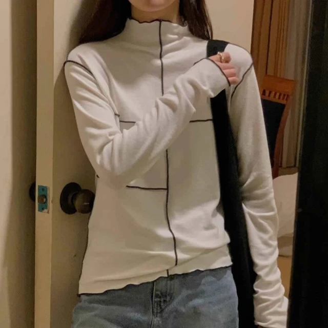 正韓  領設計拼色線條開襟衫套裝  細肩外套  色577簡單女裝 歷史價格詳細信息