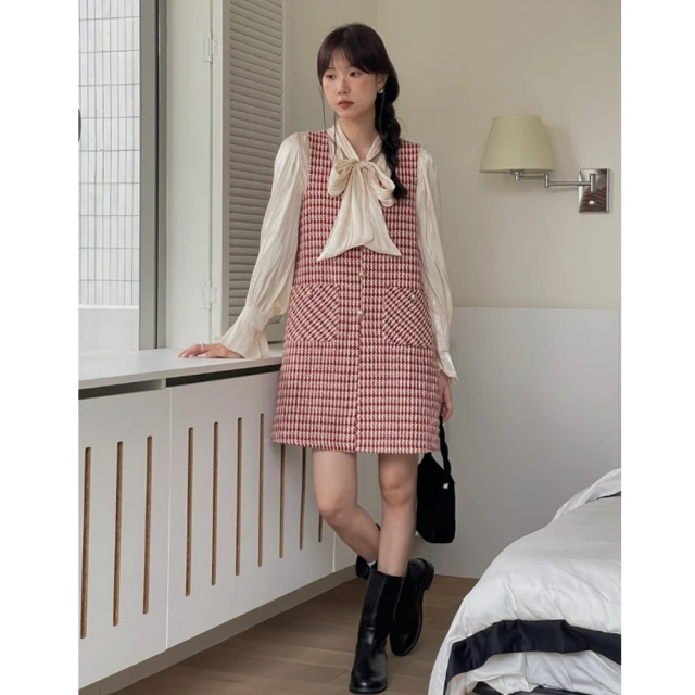 【UniStyle】格紋短袖洋裝 復古方領泡泡袖 女 ZM297-261(格子) 歷史價格詳細信息