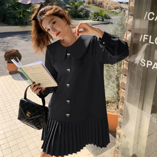 韓系娃娃領甜美軟糯毛衣洋裝 時尚針織衫中長款連身裙女 寬鬆慵懶風名媛針織裙內搭大尺碼女裝 歷史價格詳細信息