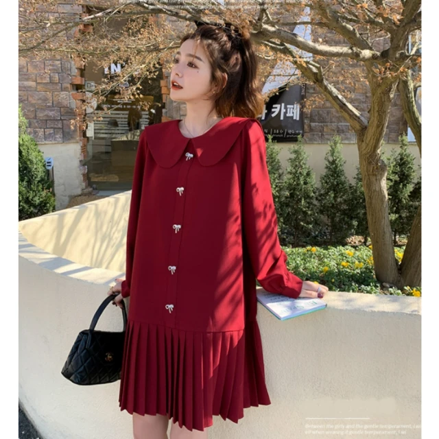 韓系娃娃領甜美軟糯毛衣洋裝 時尚針織衫中長款連身裙女 寬鬆慵懶風名媛針織裙內搭大尺碼女裝 歷史價格詳細信息