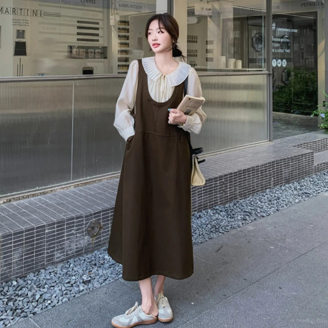 【UniStyle】2件套純色背心豎條紋長袖襯衫洋裝 法式都會風 女 ZM302-TZ407(兩件套) 歷史價格詳細信息