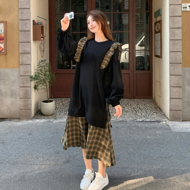 【UniStyle】復古短袖洋裝 法式撞色收腰優雅連身裙 女 ZM211-1685(黑) 歷史價格詳細信息