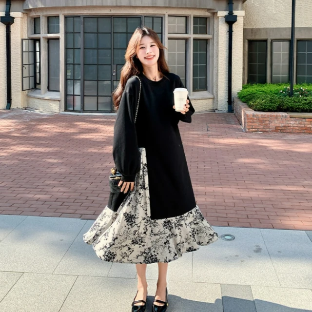 【UniStyle】假兩件長袖洋裝 法式復古優雅風 女 ZM297-327(棕) 歷史價格詳細信息