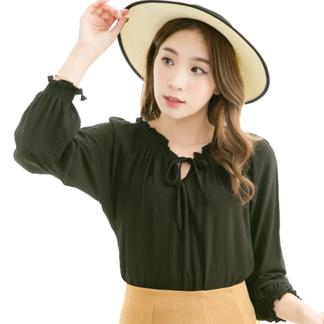 【lingling】綁蝶結鏤肩竹節雪紡荷葉袖洋裝PA3741-共三色可選(女裝/短袖洋裝/雪紡洋裝/洋裝) 歷史價格詳細信息