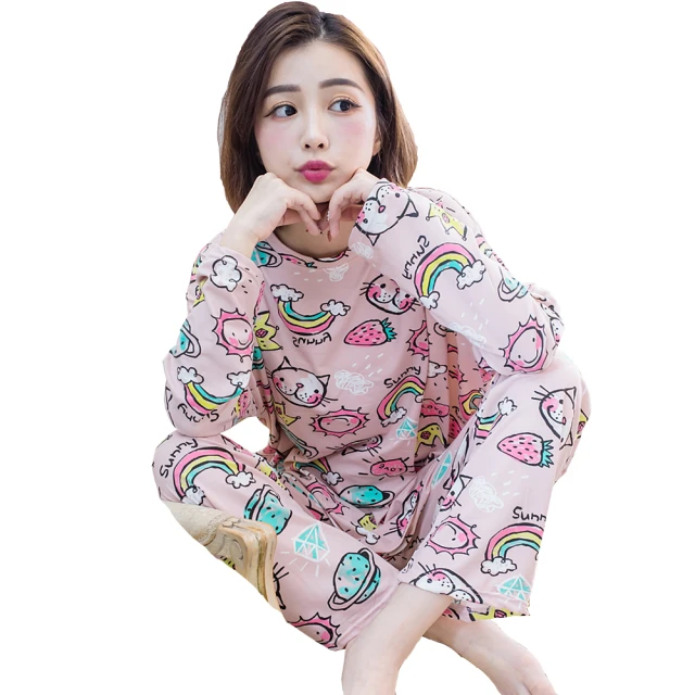 【lingling】PA4247全尺碼-圓領牛奶絲熊熊貼布水果圖案長袖二件式睡衣組-清新藍(睡衣/長袖套裝/居家服) 歷史價格詳細信息
