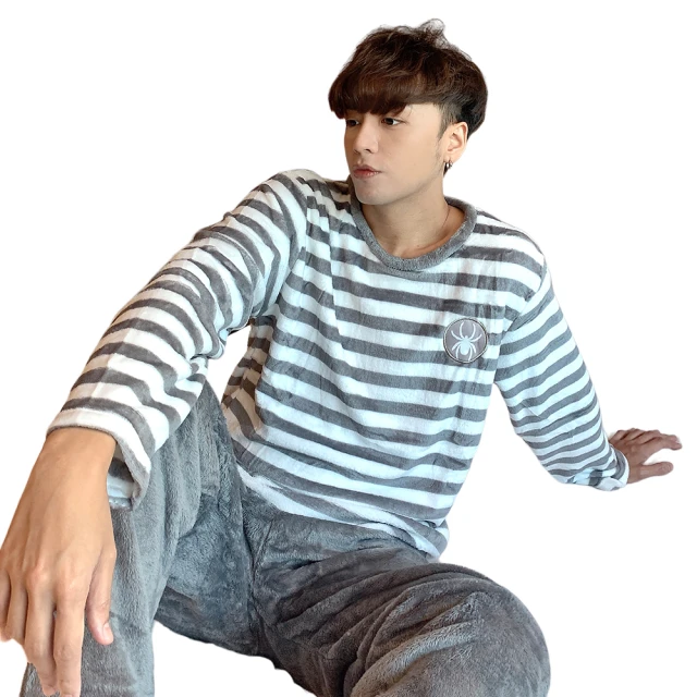 【I-meteor】大尺碼-男款素面織帶滾邊口袋襯衫式水貂絨長袖二件式睡衣組 家居男睡衣(PA4367-共2色) 歷史價格詳細信息