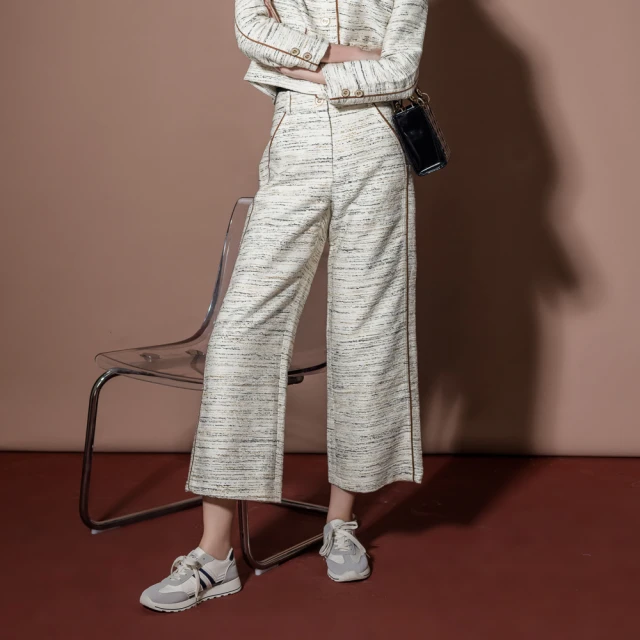 【MEDUSA 曼度莎】現貨-米白滾邊毛呢長寬褲（M-XL）｜女長袖西裝長褲 女上班穿搭(501-7120B) 價格比較,價格查詢,歷史價格詳細信息