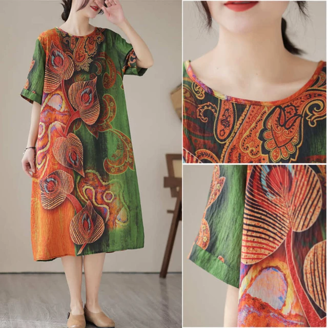 AKARA 春曉知花棉麻透氣短袖涼感上衣(冰絲 涼感 棉麻 防曬 中大尺碼) 歷史價格詳細信息