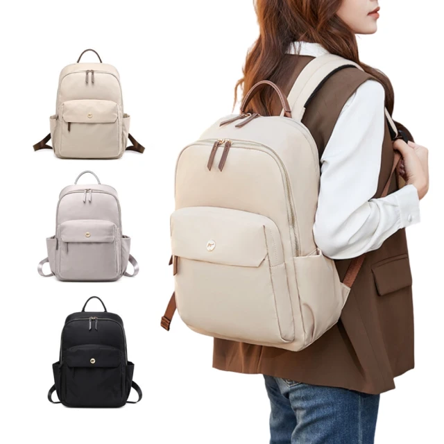 【MoodRiver】素色 大容量 後背包 雙肩包 學生書包 多口袋 女生包包 旅行背包 筆電後背包 歷史價格詳細信息
