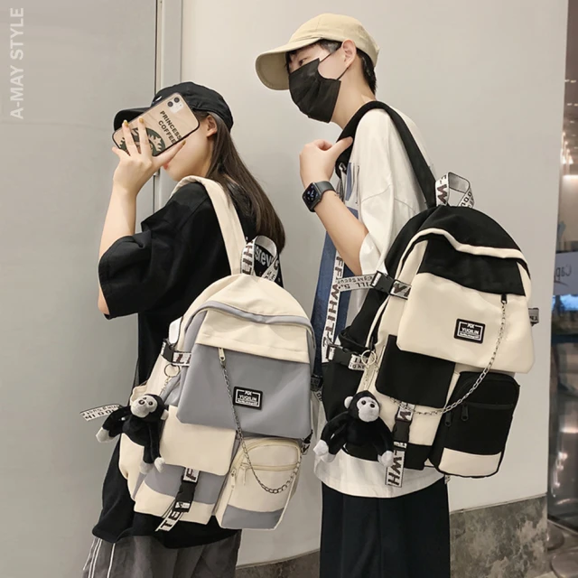 【艾美時尚】旅行登山後背包 防潑水尼龍包 極簡拼色學院風休閒雙肩後背包(5色.現貨+預購) 歷史價格詳細信息