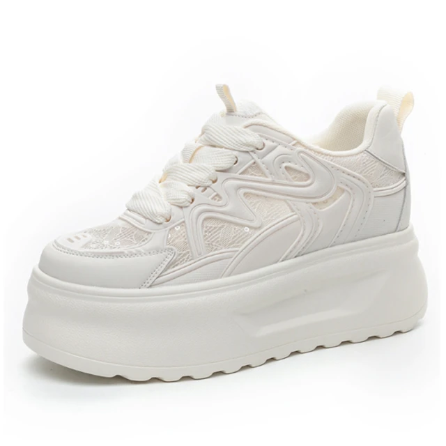 【JP Queen New York】酷炫網面拉鍊鬆糕厚底內增高短靴(3色可選) 歷史價格詳細信息