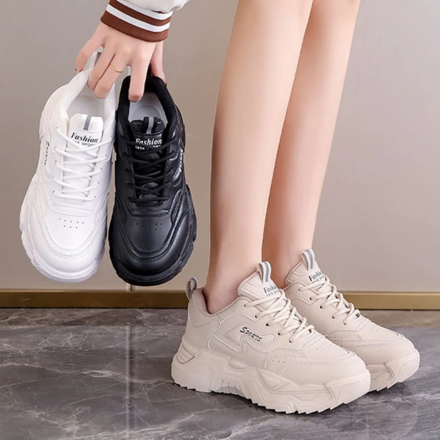 【白鳥麗子】老爹鞋 韓風拚色繫帶網布厚底休閒鞋 歷史價格詳細信息