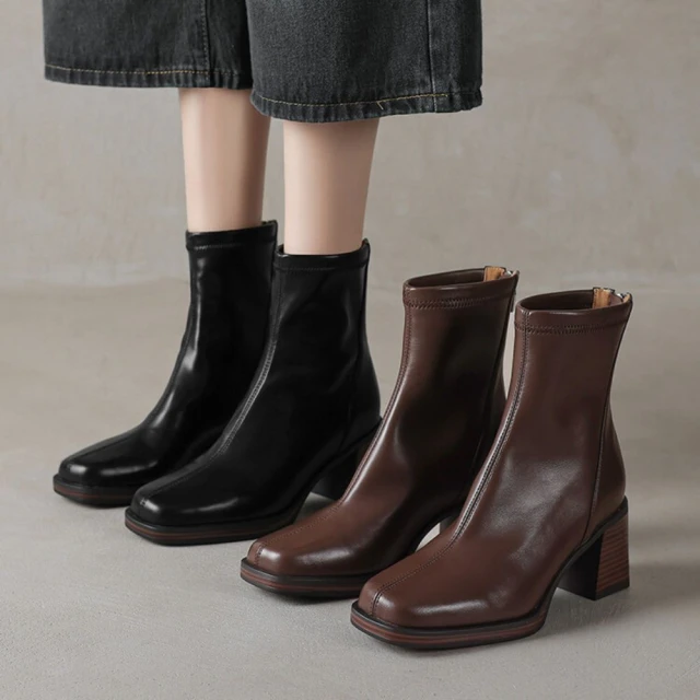 【WYPEX】現貨+預購 法式氣質高跟真皮短靴女鞋女靴 價格比較,價格查詢,歷史價格詳細信息