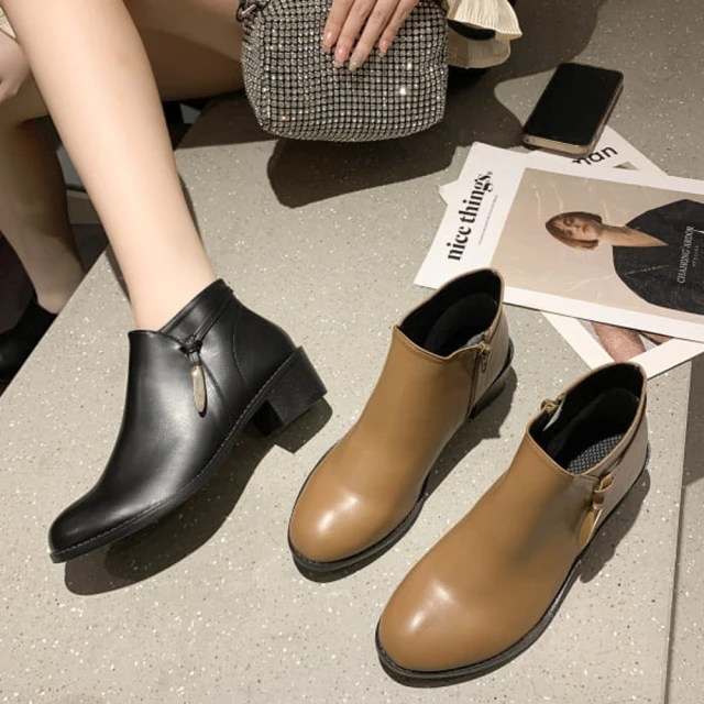 【baibeauty 白鳥麗子】MIT韓風金屬扣環側拉鍊高跟短靴(皮靴) 歷史價格詳細信息