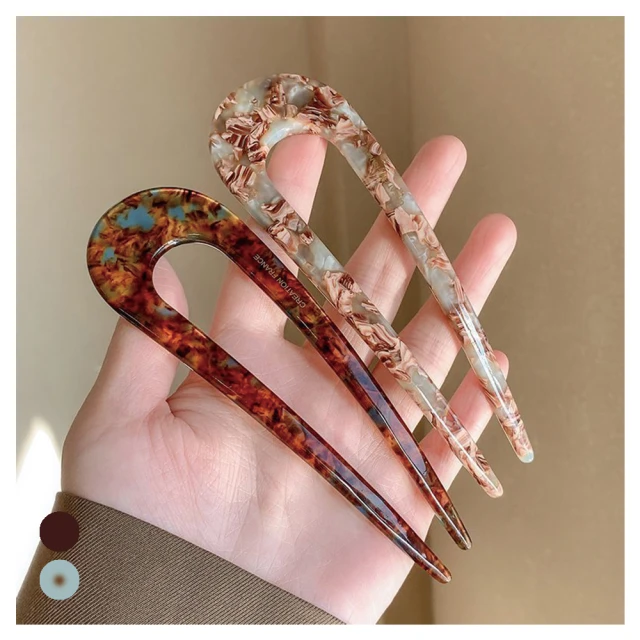 醋酸u型髮簪女高級感2023新款簡約大號盤髮器簪子髮釵u形髮夾 歷史價格詳細信息