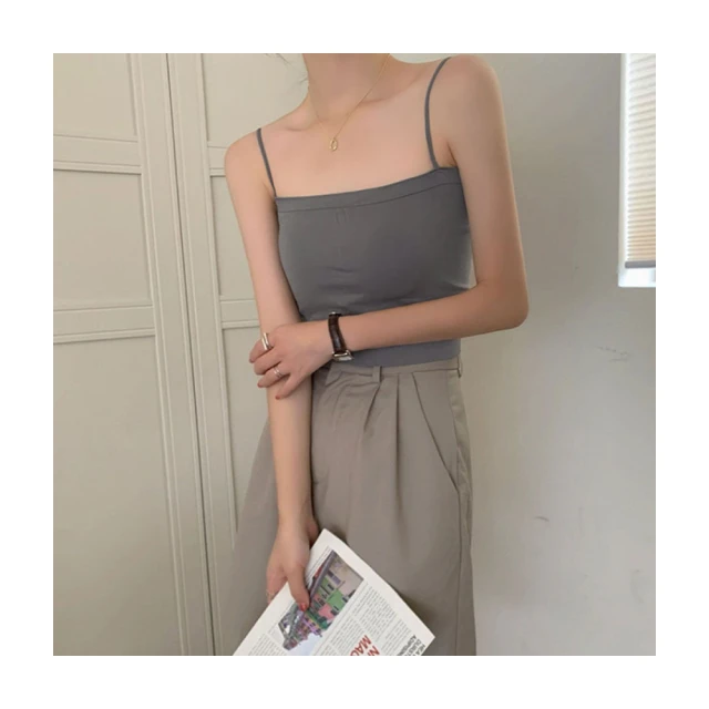 【HanVo】長版 唯美霧感色系細肩帶平口背心小可愛(舒適露背打底小可愛 附胸墊 5050) 價格比較,價格查詢,歷史價格詳細信息